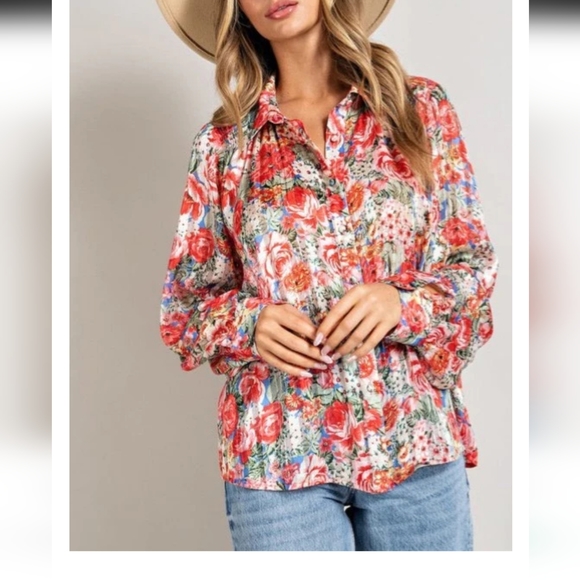 NWT ee:some Womens floral blouse Size S - Picture 4 of 10
